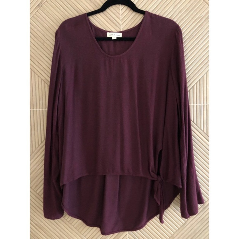 Burgundy Cloth Stone Linen Blouse